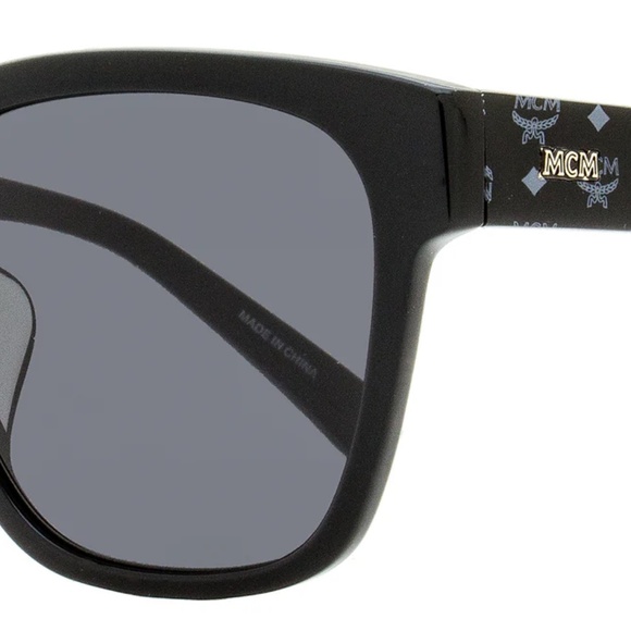MCM Black Square Sunglasses with Grey Lenses and Logo Arms main image 4